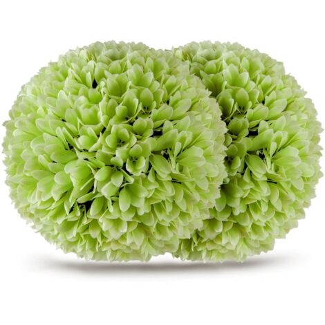 COSTWAY 2 PCS Artificial Plant Topiary Balls Faux Boxwood 28cm Balls-Green
