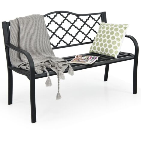 COSTWAY 2 Seater Patio Garden Bench Outdoor Elegent Loveseat W/ Ergonomic Backrest