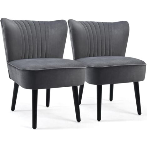 COSTWAY 2 Sedie da Salotto in Velluto, Poltrona Elegante con Gambe in Legno di Gomma e Cuscinetti Antiscivolo, Sedia senza Braccio per Soggiorno, Studio e Camera da Letto