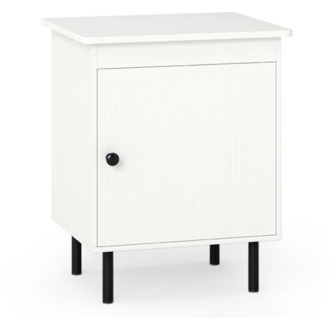 COSTWAY 2-Tier Nightstand Modern Bedside Table with Single Door Cabinet-White
