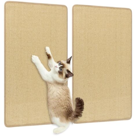 COSTWAY 2 Tiragraffi per Gatti 80 x 50 cm, Tappeto Tiragraffi per Gatti in Sisal Naturale da Pavimento o da Parete, Proteggono Tappeti, Tessuti, Divani e Poltrone