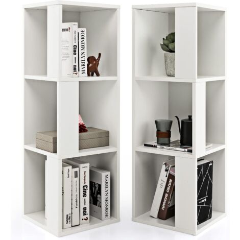 COSTWAY  2-tlg. Bücherregale, Lagerregal, aus Holz, 33 x 33 x 100,5 cm Weiß