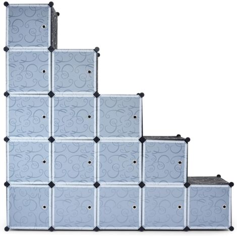 COSTWAY 20 Würfel Steckregal, DIY Regalsystem stapelbar aus Kunststoff, mit Kippsicherung, jeder Würfel 45x35x35cm