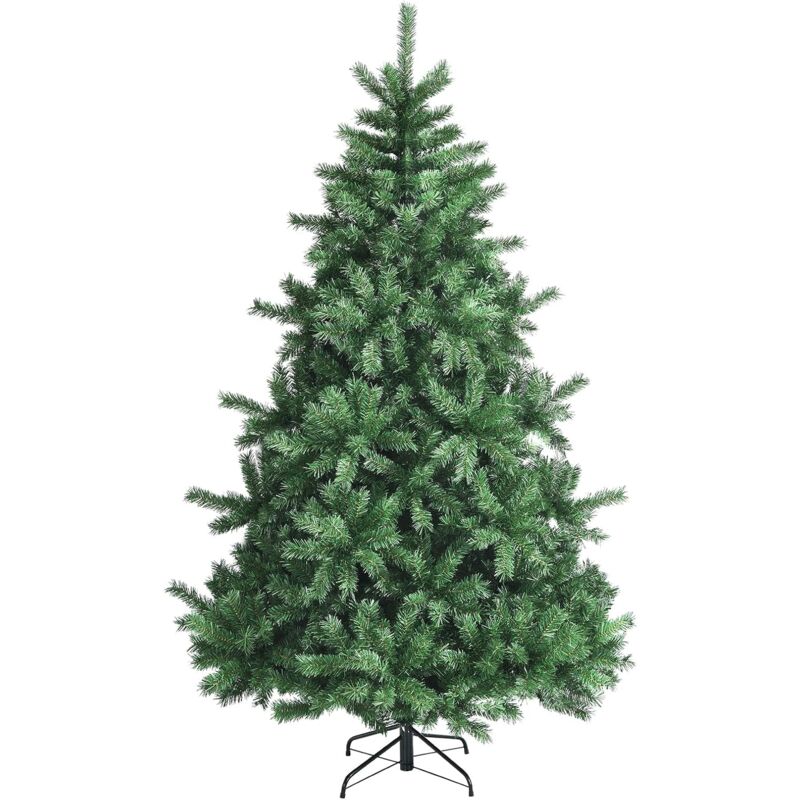 

210 cm Árbol de Navidad Artificial, Árbol en PVC Ignífugo con Ramas Densas, Base Plegable de Metal, Árbol de Navidad de Bisagra - Costway