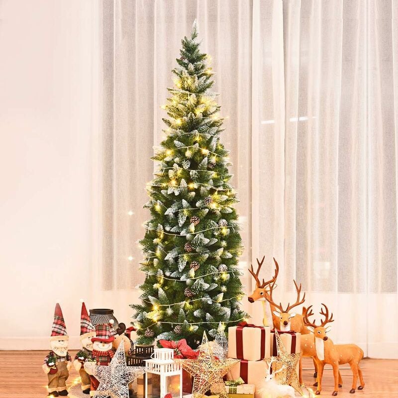 

COSTWAY 220 cm Árbol de Navidad Artificial de con Agujas de PVC Soporte de Metal,Ramas de 720 Puntas