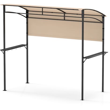 COSTWAY 239 x 108 cm Grill Gazebo Outdoor Patio BBQ Canopy-Beige