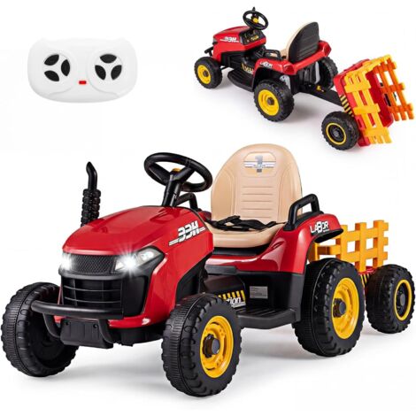 COSTWAY 24V Trattore Elettrico per Bambini,Macchina Cavalcabile con Telecomando,Musica,3 Anni+,Rosso