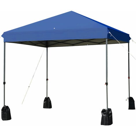 COSTWAY 2.5x2.5M Pop up Gazebo, 3-Position Height Adjustable Commercial Instant Canopy Tent with Roller Bag and 4 Sandbags, Garden Patio Sun Shelter for Camping Barbecue Party (Blue)