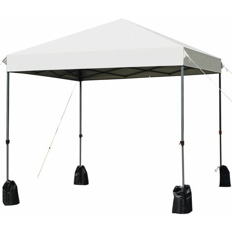 COSTWAY 2.5x2.5M Pop up Gazebo, 3-Position Height Adjustable Commercial Instant Canopy Tent with Roller Bag and 4 Sandbags, Garden Patio Sun Shelter for Camping Barbecue Party (White)