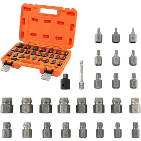 COSTWAY 27 Pcs Screw Extractor Set Dual Headed Easy Out Bolt Removal Kit-Orange