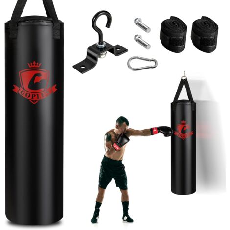 COSTWAY 28,5 kg Boxsack-Set für Erwachsene, Haengender Boxsack mit 12 oz Boxhandschuhen & Handschlaufen, Punching Bag für Muay Thai, Krav MAGA, Taekwondo, Karate, Boxing Bag inkl. Deckenhaken