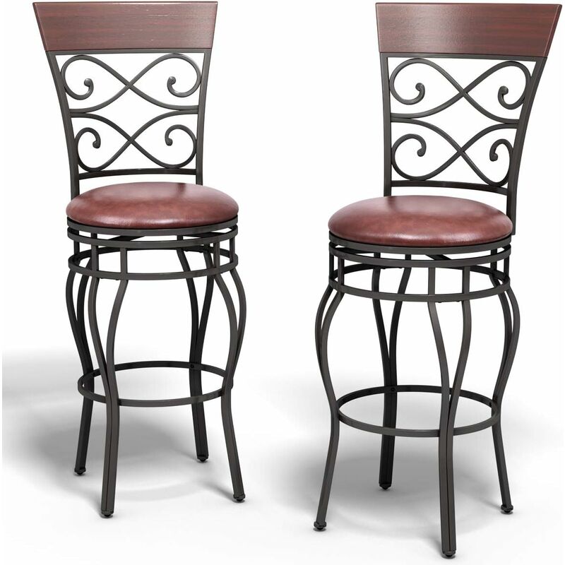 COSTWAY 2er Set Barhocker, Retro-Barstuehle, Tresenhocker drehbar