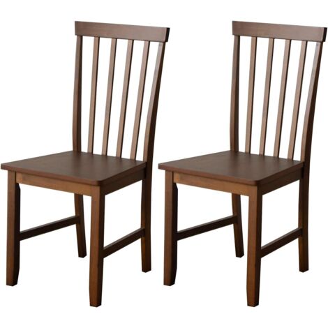COSTWAY 2er Set Esszimmerstühle mit hohen Rückenlehne Holz, Küchenstühle , Vintage Essstühle, bis zu 125kg, braun