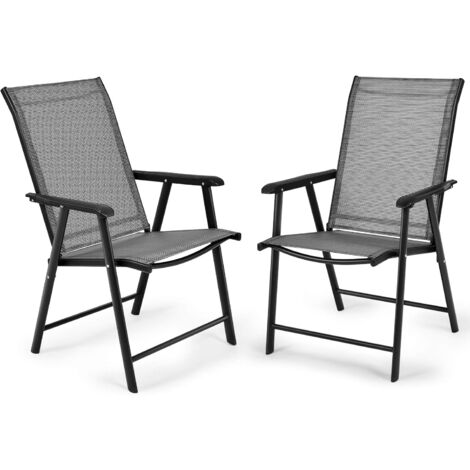 COSTWAY 2er Set Gartenstuhl Klappstuhl Terrassenstuhl bis 110kg, Campingstuhl klappbar, Klappsessel Terrassenstühle Lehnstuhl für Pool, Garten, Rasen