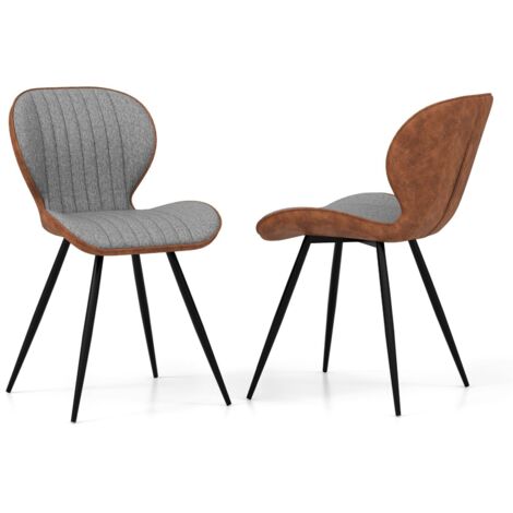 COSTWAY 2Pcs Armless Dining Chair Modern Accent Chairs Upholstered Leisure Chair