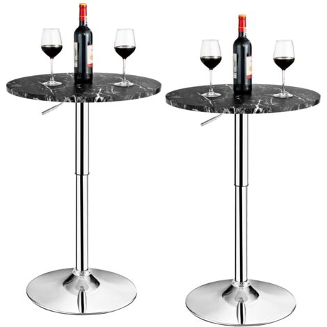 COSTWAY 2Pcs Modern Bar Table Multifunctional Round Pub Table-Black