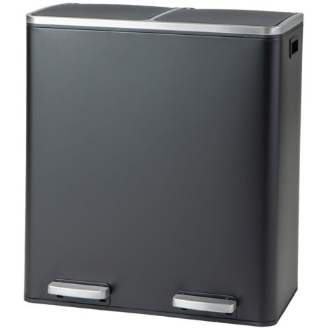 COSTWAY 2x30L Recycling Pedal Bin Double Kitchen Waste Bin with Plastic Inner Buckets