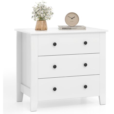 COSTWAY 3-Drawer Dresser Modern Large Nightstand Closet Storage Organizer for Bedroom