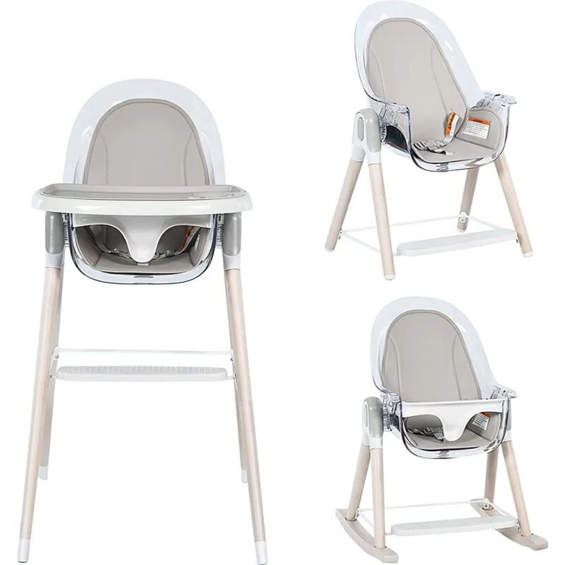 

Costway - 3 en 1 Trona convertible para niños altura regulable, silla de madera para comer para casa restaurante guardería