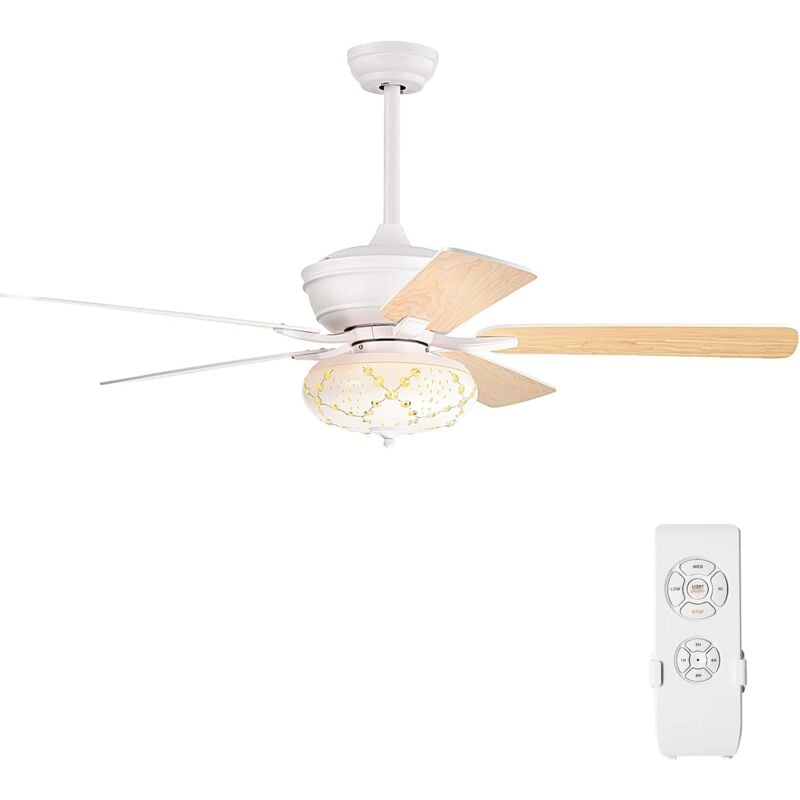 COSTWAY 3 en 1 Ventilateur de Plafond avec Lumière LED et Télécommande 132 cm Moteur Réversible 5 Pales, 3 Vitesses, Minuterie, Décoration Style