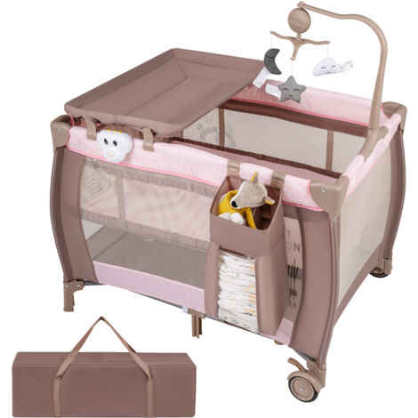COSTWAY 3 in 1 Baby Activity Center Foldable Pack and Play-Pink