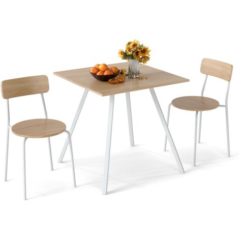 COSTWAY 3-Piece Kitchen Dining Room Furniture Dining Table Set for 2-White