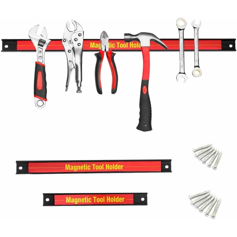 Costway - 3 Pièces Barres Magnétiques pour Outils Barres Magnétiques Barre à Couteau Aimentée