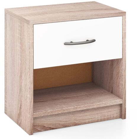 COSTWAY 3-Tier Bedside Table Bedroom Nightstand w/Drawer-Coffee