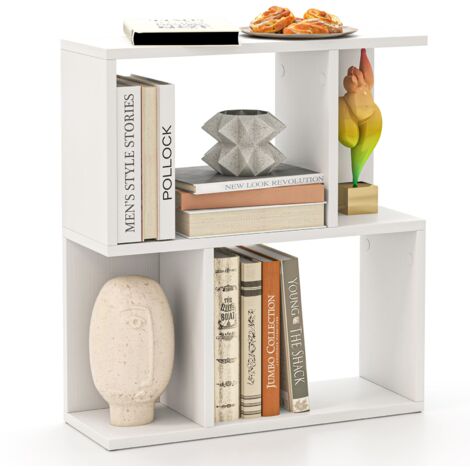 COSTWAY 3-Tier Bookshelf Display Shelf for Small Space Freestanding Side Table White