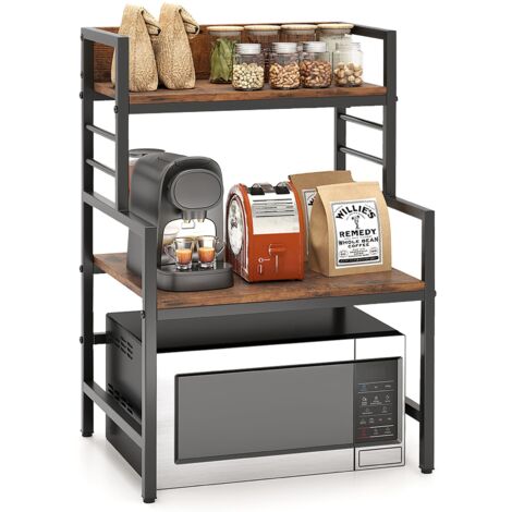 COSTWAY 3-Tier Microwave Stand Kitchen Countertop Organizer-Coffee