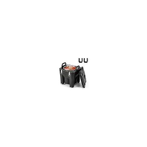 COSTWAY 30 L Contenitore Termico Portatile per cibi e bevande, contenitore per alimenti in Acciaio Inox con 2 Maniglie e 4 Ruote, Thermos per Alimenti per Catering Campeggio, Nero