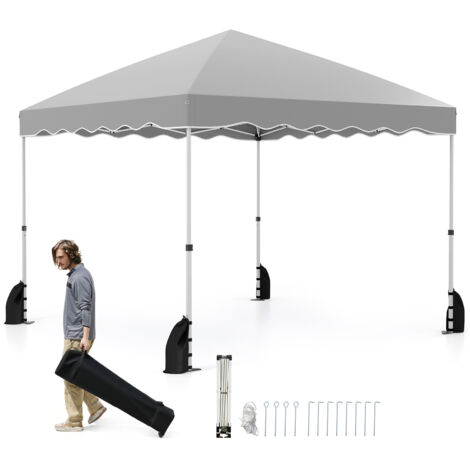 COSTWAY 300 x 300 cm Pop up Canopy Tent Portable Foldable Patio Shelter-Gray