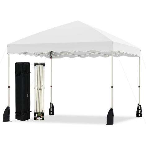 COSTWAY 300 x 300 cm Pop up Canopy Tent Portable Foldable Patio Shelter-White