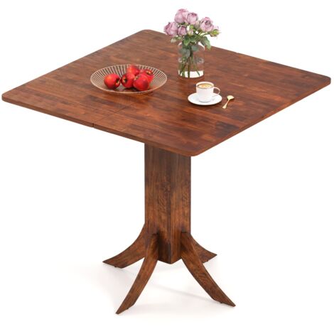 COSTWAY 33” Wooden Kitchen Table Square Dining Table w/ Pedestal Base-Walnut