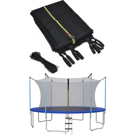 COSTWAY Φ366cm Trampolin Sicherheitsnetz für Gartentrampoline, Ersatznetz innenliegend mit Reissverschluss und Schnallen, 8 Stangen, Netzhoehe 180 cm