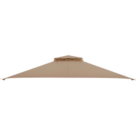 COSTWAY 368 x 303cm Double Tiered Canopy Replacement Top with Air Vent-Brown
