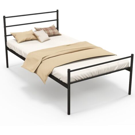 COSTWAY 3FT Single Metal Bed Frame Heavy-duty Slatted Platform Bed Headboard