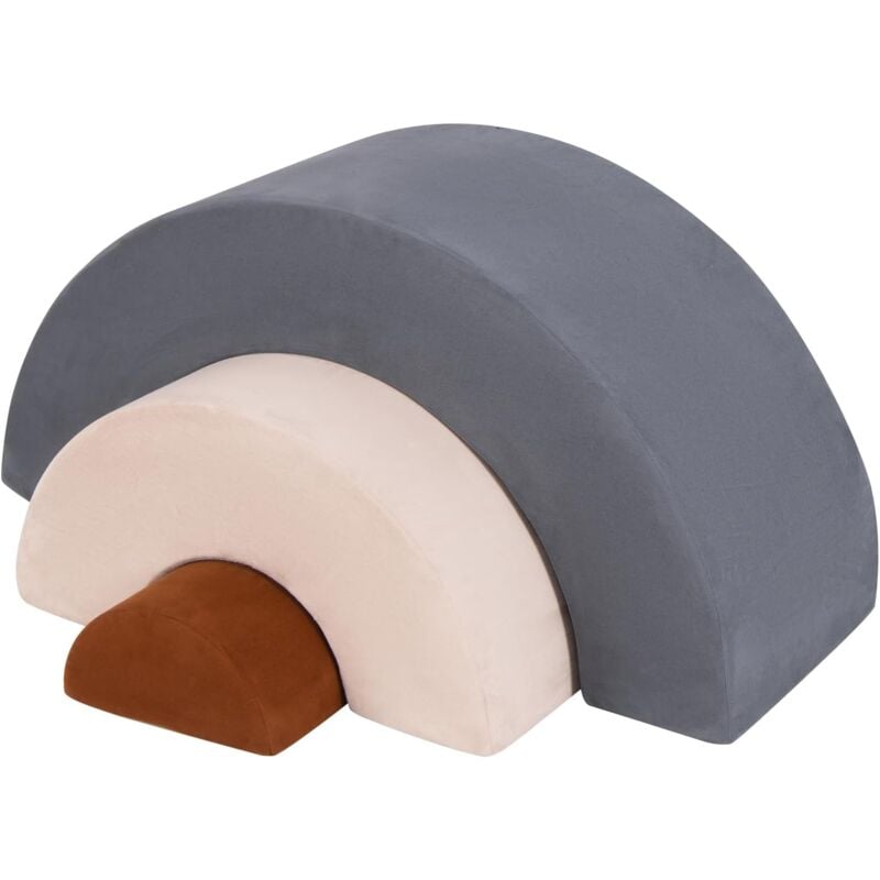 COSTWAY 3PCS Parcours Motricité Bébé en Forme Arc-en-Ciel avec Housse en Faux Suède, Module Motricité Bébé avec Combinaison Libre, Jouets Éducatifs