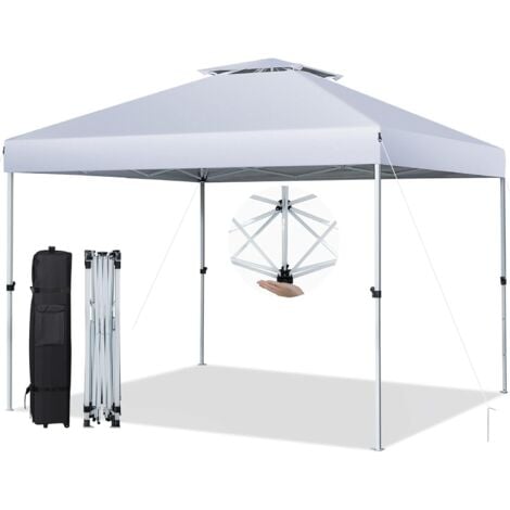 COSTWAY Pop-up Pavillon 3x6m - Wasserdichtes Partyzelt Mit Tragetasche Auf Rollen