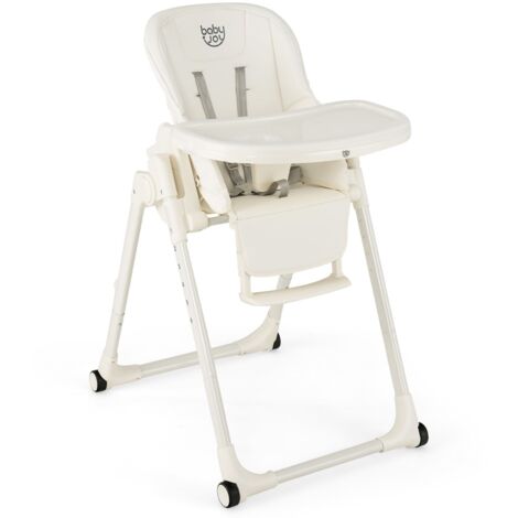 COSTWAY 4-in-1 Baby High Chair Foldable Feeding Chair w/ Footrest-Beige