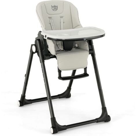 COSTWAY 4-in-1 Baby High Chair Foldable Feeding Chair w/ Footrest-Grey