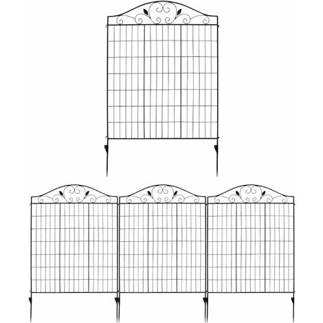 COSTWAY 4 Panels Steel Decorative Garden Fence Folding Wire Patio Fences Interlockable