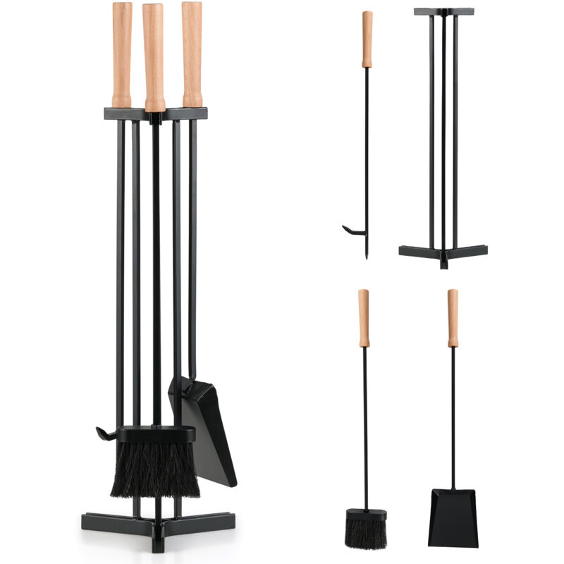 Image of COSTWAY 4-Piece Fireplace Tools Set Heavy-Duty&hellip;