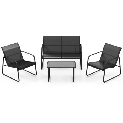 COSTWAY 4 Pieces Patio Furniture Set Garden Outdoor Conversation Set w/Table