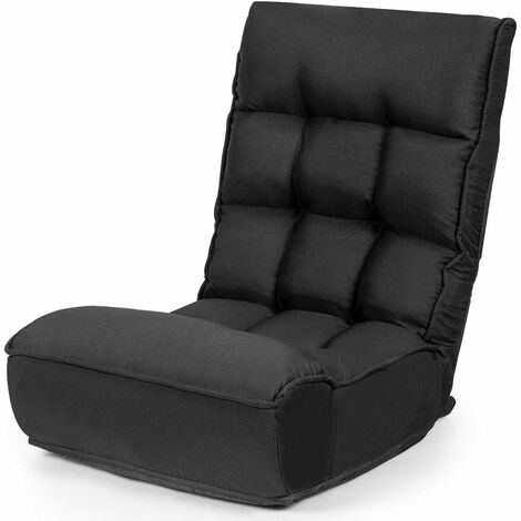 COSTWAY 4-stufig Verstellbarer Bodenstuhl, gepolstertes Bodensofa mit 5-stufig verstellbarem Kopfteil & Seitentasche, ergonomischer Klappstuhl, Bodensessel bis 140kg belastbar Blau