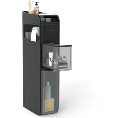 COSTWAY 4-Tier Bathroom Storage Cabinet 18 cm Narrow Floor Organizer-Black