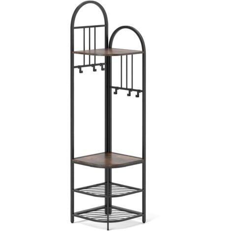 COSTWAY 4-Tier Coat Rack 180cm Tall Entryway Shoes Shelf Organizer-Brown