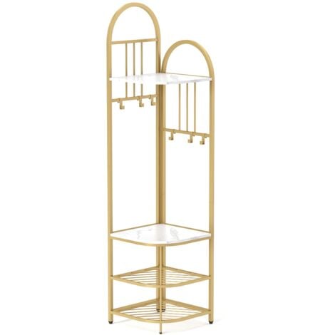 COSTWAY 4-Tier Coat Rack 180cm Tall Entryway Shoes Shelf Organizer-White