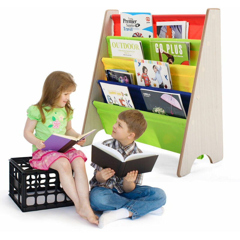 4 Tier Kids Baby Bookshelf Magazine Rack Book Storage Display Organizer Holder - Costway