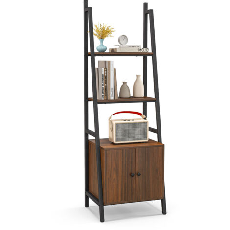 COSTWAY 4-Tier Ladder Shelf 160cm Tall Bookshelf Industrial Bookcase Storage Rack